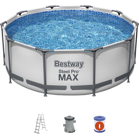 Aufstellpool-Set BESTWAY Steel Pro Max 305x100 cm mit Kartuschenreiniger und Leiter