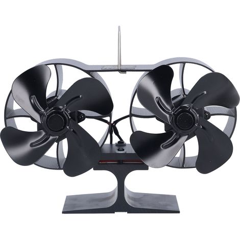 Ventilateur de poêle à double tête, 8 pales, écologique, automatique, alimenté par la chaleur, pour brûleur à bûches et bois