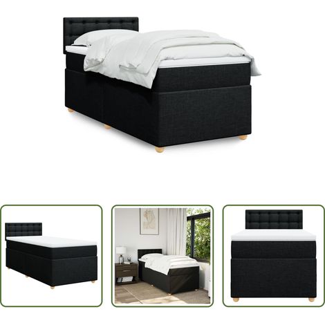 Matelas à ressorts ensachés - Sommier à lattes de lit et matelas Noir 80x200 cm Tissu (1/5)