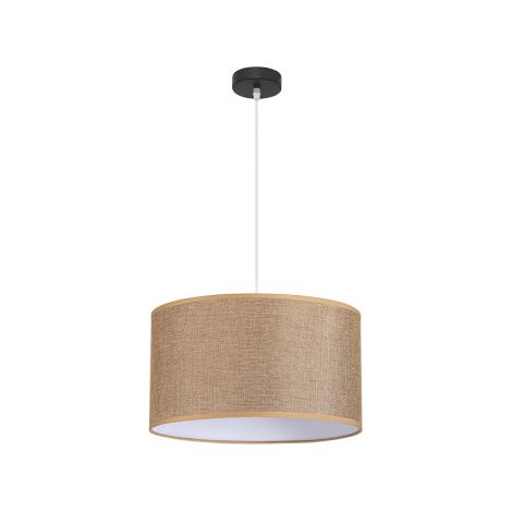 Lampe suspendue abrila Série JIN noir jute beige métal