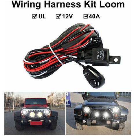 Kit De Faisceau De Cables Professionnel Metier A Tisser Pour Barre Lumineuse De Conduite De Travail A Led Avec Relais De Fusible 12V 40A (1/5)