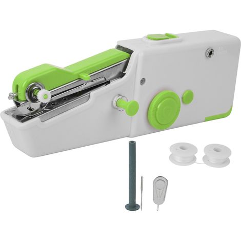 Machine à coudre portable à main, mini machine à coudre électrique domestique verte