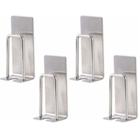 4-teiliges, an der Wand montiertes Zahnbürstenhalter-Set aus Edelstahl, selbstklebend, für die praktische Aufbewahrung im Badezimmer (Silber)