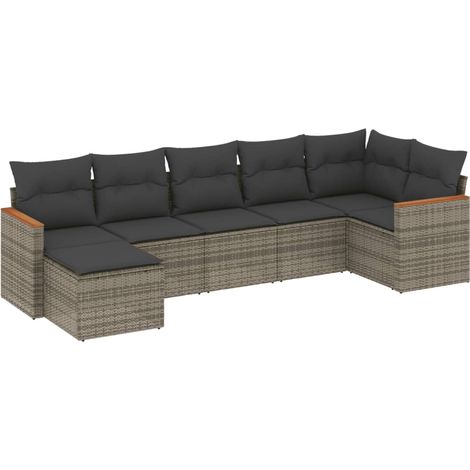 Maison Exclusive - 7-tlg. Garten-Sofagarnitur mit Kissen Grau Pol