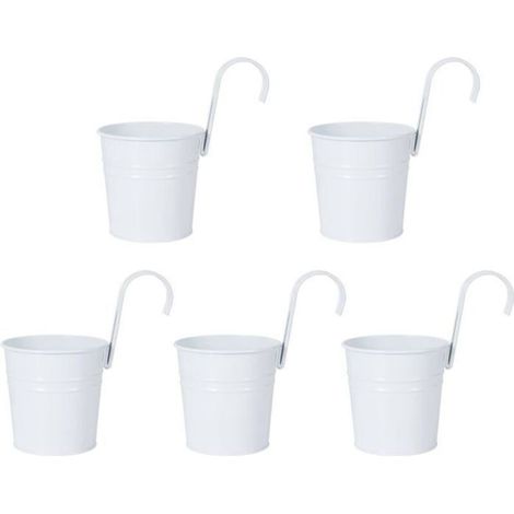 Metal Outdoor Door Plant Vase with Detachable Hook, Flower Pot Decor for Planters, Balcony, Fence, Patio (5 (1/5)