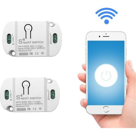 Tuya Wi-Fi Smart Light Switch, Wi-Fi Smart Switch, 10A DIY Smart Switch Compatible with Alexa, Google Home (2-Pack) (1/5)