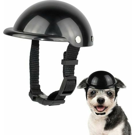 Chapeau de Motos pour Chiens, Casque de Moto pour Animaux, Casque pour Animaux Compagnie, Ajustable Casque pour Chien, Casque pour Chiens, pour Petits Chiens, Chats (Noir, M) (1/5)