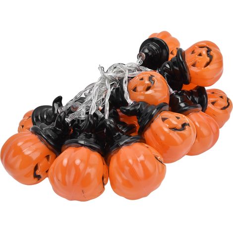 Guirlande lumineuse citrouille à 20 LED, 3 mètres, double mode d'éclairage décoratif pour Halloween à la maison ou pour les fêtes. (1/5)
