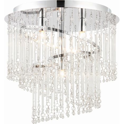 Endon Camille - Plafoniera a filo a spirale a 4 luci Cromo, vetro trasparente, G9