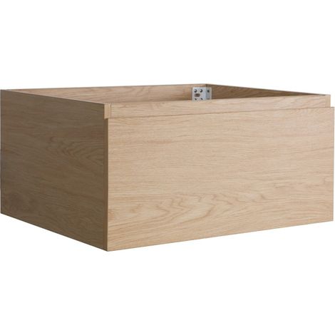 Mob-In – Meuble sous vasque simple 60x30x49 cm – Décor chêne et blanc laqué – Tiroir profond avec charnières à fermeture progressive (1/5)