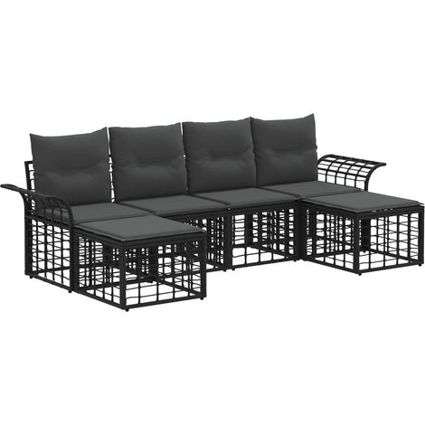 Conjunto de sofás de exterior 6 pcs Negro y Gris oscuro vidaXL (1/5)
