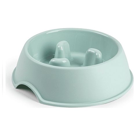 Comedero perro plastico redondo Antigloton comer lentamente 24 cm Verde claro