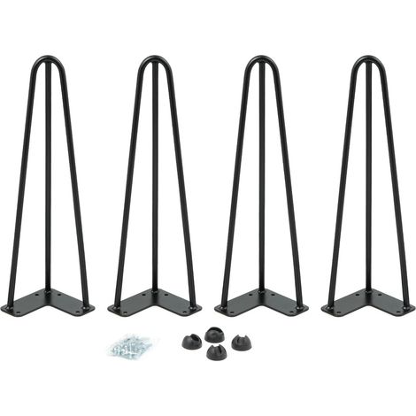 Idmarket – Lot de 4 pieds épingle 40,5 cm en acier laminé – Design industriel – Fixation facile avec vis – Charge max 50 kg par pied (1/4)