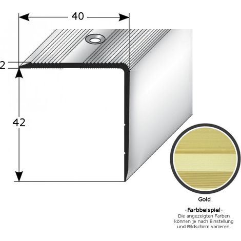 Treppenkante "Forli", Treppenkantenprofil / Winkelprofil (Größe 40 mm x 42 mm) aus Aluminium eloxiert, gebohrt, von Auer Metall-goldfarbig-1000