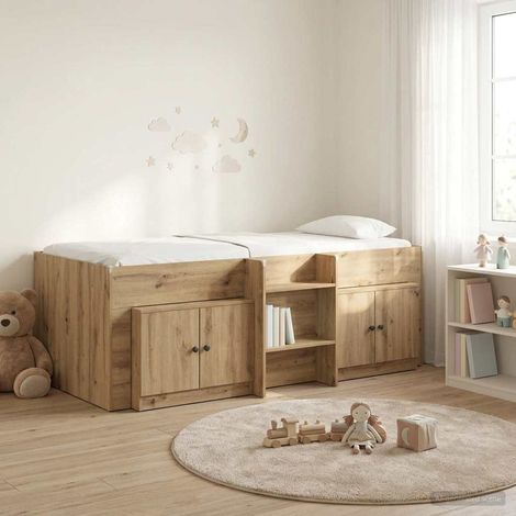 vidaXL Cadre de lit en loft avec armoire 3 pc Chêne artisanal (1/5)