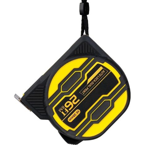 Mètre à ruban rétractable en acier, largeur 30 mm, échelle métrique, revêtement nylon, autobloquant avec boîtier, jaune (1/5)