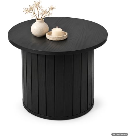 Couchtisch NUBO Schwarz 48 cm rund geriffelt 48x48x42 cm (1/5)