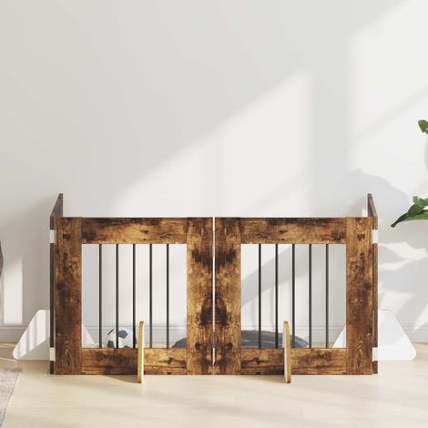Puerta de perro con soportes 4 pcs Roble Ahumado 60 x 60 cm
