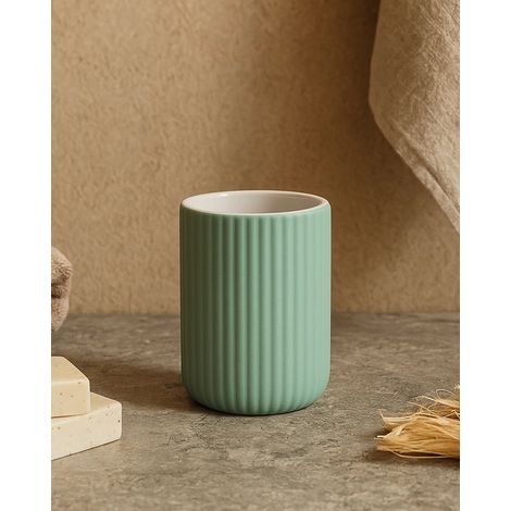 Exagonshop Bicchiere portaspazzolini da appoggio in ceramica