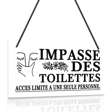 Panneaux Toilettes Humoristiques en Acrylique avec Base Bois pour Salle de Bain WC Cuisine Décoration Murale avec Textes Français Drôles et Règles Amusantes (1/5)