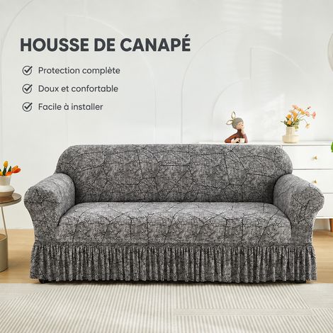 Housse de canapé 2 places avec jupe à volant motif floral imprimé polyester 145-185cm réf 4409 1 kg – Livraison gratuite