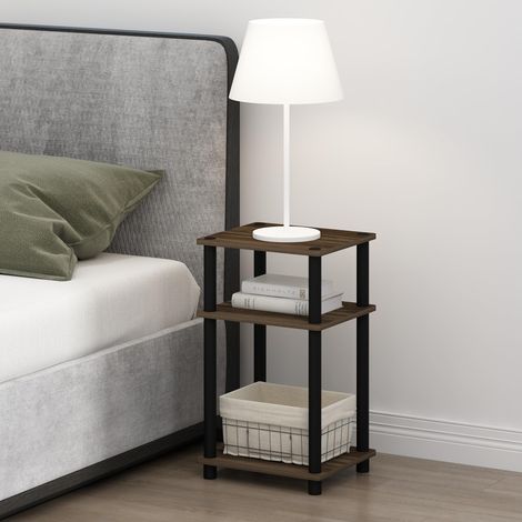 Table de Chevet, Table de Nuit à 3 Niveaux Turn-N-Tube, Table de Chevet sans Outil, Table d'appoint avec Rangement Ouvert pour Chambre ou Salon, Noyer Columbia (1/5)