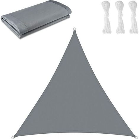 3 x 3 x 3m Triangle Shade Sail UV Protection for Outdoor, Patio, Garden - Grey (1/4)