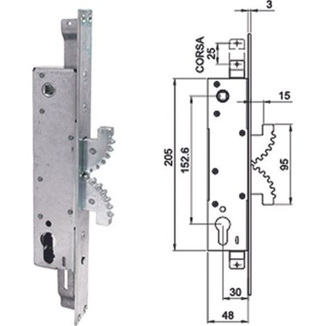 SERRATURA INFILARE TRIPLICE BURKERLOCKS MONTANTI DOPPIO GANCIO C/QUAD. 4001