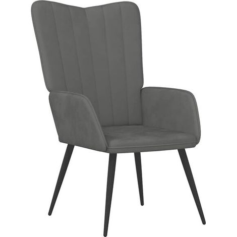 Fauteuil lounge en velours gris foncé (1/5)