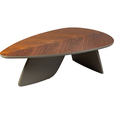 OJA - Table Basse Plateau Plaquage Noyer Pieds Laqué Kaki Mat (1/3)