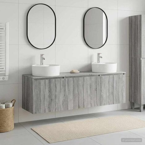 vidaXL Bathroom Cabinet Set 3 pcs Grey Sonoma 161.5 x 44.5 x 82 cm (1/5)