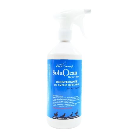 Espray para desinfectar instalaciones de Animales y Material de cría - Producto Natural para Limpieza de gallineros y perreras - SoluClean en espray 1 litro
