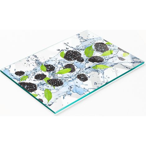 Tablero decorativo multifuncional de vidrio templado con diseño de moras, 80x52 cm. (1/5)