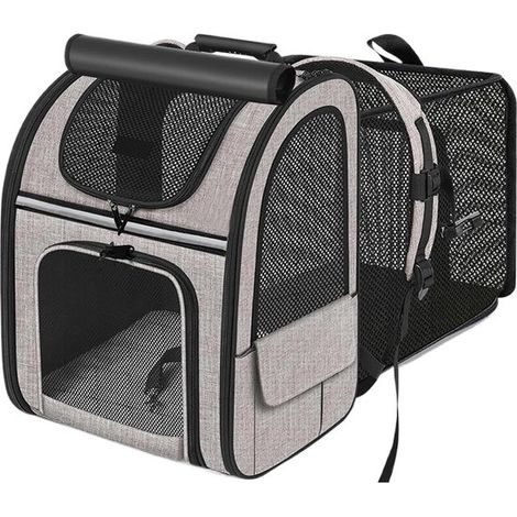 Borsa trasportino per gatti espandibile e traspirante, grigio/verde (1/5)