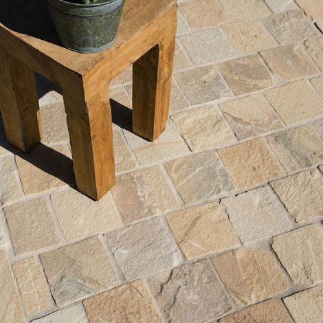 Pavé Grès Kandla Beige 14x14x2-2,5 cm (vendu au m² - 42 pavés/m²) - RO'MA NATURE