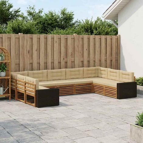 vidaXL Outdoor-Sofagarnitur 9 pcs Natur und Beige Massivholz Akazie (1/5)