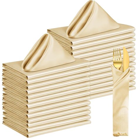 50 Pack Gold Satin Cloth Napkins, 43 x 43 cm Square Dinner Napkins (1/5)