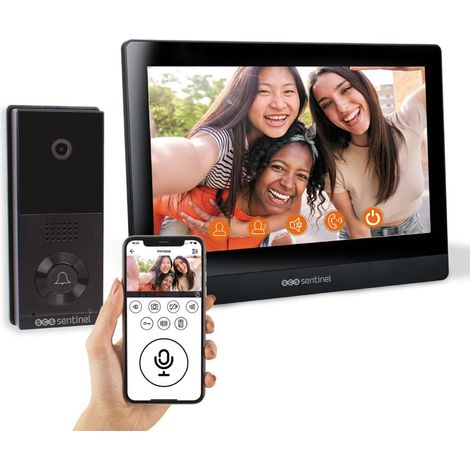 Scs Sentinel – Interphone vidéo connecté filaire 10 pouces – Vision nocturne infrarouge – Ouverture porte et portail à distance – Notification via application