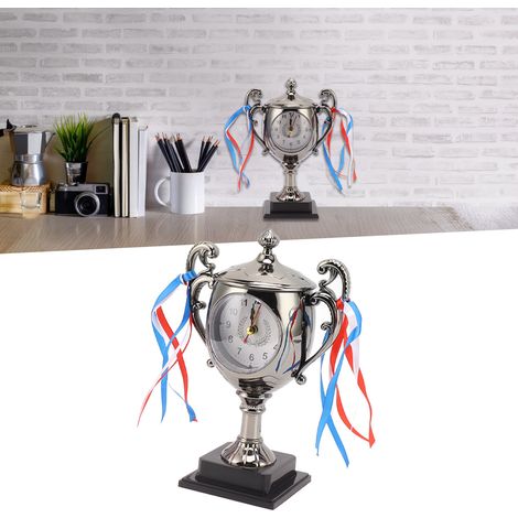 Dekorativer Wecker im Vintage-Stil für Büro und Wohnzimmer – Retro-Tischuhr aus robustem Kunststoff, schwarz-goldene Farbe, Sockelmaße 8,5 x 8,5 cm, Höhe 21 cm – Ideal für Studentenwohnheime (1/5)