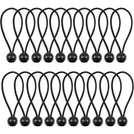 20 Pièces Tendeurs pour Bâche avec Boule, Attaches de Câble, Tendeur Élastique, Tendeur en Caoutchouc, pour Support de Bâche, Bannière, Rideaux Harnais D’extension, 15cm (1/5)