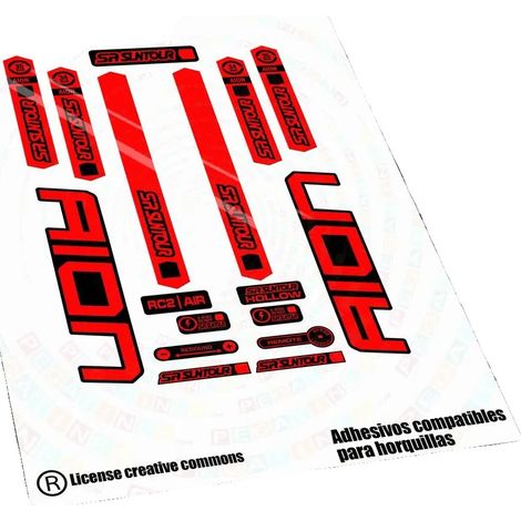 Pegatinas de vinilo de alta calidad, diseño personalizado para bicicletas, color rojo fluorescente. (1/2)