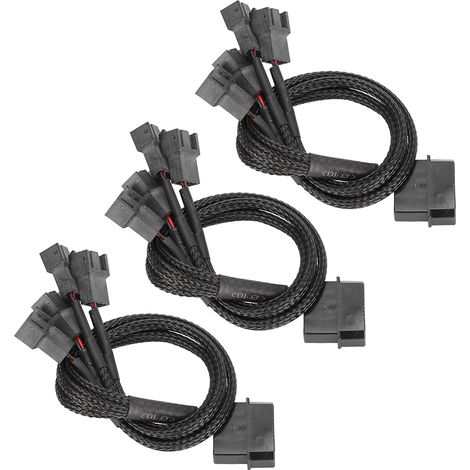 Lot de 3 câbles d'extension 1 vers 4 pour adaptateur de ventilateur de boîtier CPU d'ordinateur 4P vers 4 broches (1/5)