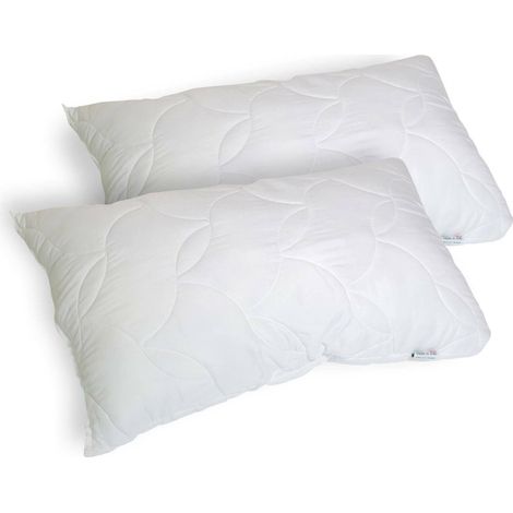 Talamo Italia - Set di 2 guanciali Salvia, Cuscino per letto, Poggiatesta imbottito, Cuscinetto per camera da letto, Made in Italy, 73x44 h14 cm, Bianco