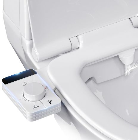 Pulvérisateur Bidet non électrique, Bouton poussoir réglable Toilette Japonaise avec Double Buses rétractables autonettoyantes pour eau froid de toilette bidet Abattant WC Alle De Bain (1/5)