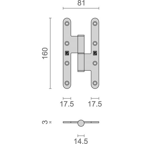 Heracles – Paumelle à bois inox 160x80mm pour portes – Bouts ronds – Résistante à la corrosion – QPAB16080D
