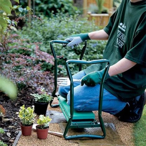 Agenouilloir et siège de jardin pliable, banc de jardinage 2-en-1 avec poignées, tapis d'agenouillement portable pour les travaux extérieurs