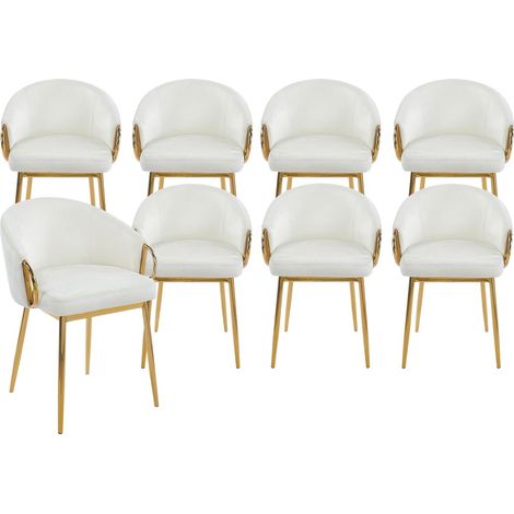 Lot de 8 Chaises en Velours "Julia" 74cm Beige & Or (1/5)