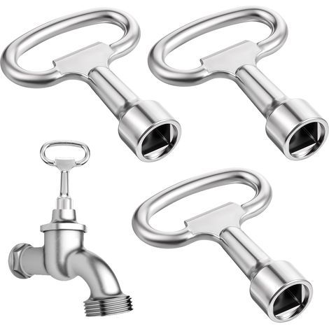 Lot de 3 clés à douille universelles en métal de 8 mm pour radiateur, poubelle, ascenseur, boîte électrique, gaz, eau, compteur électrique (1/5)