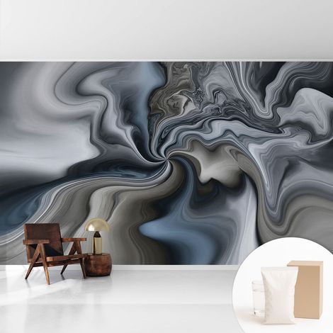 Papier peint intissé classique moderne pour salon et chambre à coucher Décoration rapide avec colle Nuages tourbillonnants 416x254 cm (1/5)