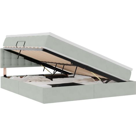 Maison Exclusive - LED-Speicherbett mit Matratze Hellgrau 160 x 2
